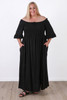 Plus Size Shirred Bust Maxi Dress In Black With Splits
