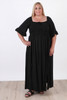 Plus Size Shirred Bust Maxi Dress In Black With Splits