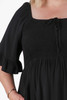 Plus Size Shirred Bust Maxi Dress In Black With Splits