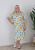 Plus Size Cotton Stretch Dress In Sunflower Print
