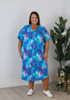 Plus Size Cotton Breathable Blue Dress