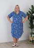 Plus Size Cotton Stretch Dress In Blue Shells