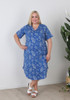 Plus Size Cotton Stretch Dress In Blue Shells