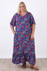 Plus Size Tie Waist Maxi Dress In Bright Flowers