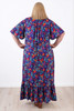 Plus Size Tie Waist Maxi Dress In Bright Flowers