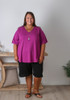 Plus Size Textured Cotton Shorts In Black