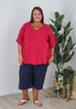 Plus Size Textured Cotton Crop Pant In Navy