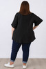 Plus Size Textured Cotton V Neck Top In Black