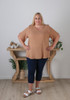 Plus Size Textured Cotton V Neck Top In Latte