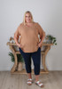 Plus Size Textured Cotton V Neck Top In Latte