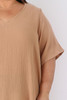 plus size Cotton V Neck Top In Latte