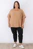 plus size Cotton V Neck Top In Latte