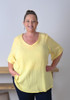 Plus Size Textured Cotton V Neck Top In Butter Yellow