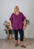Plus Size Breathable Cotton Purple Top