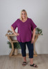 Plus Size Breathable Cotton Purple Top