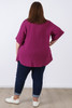 plus size Textured Cotton V Neck Top In Purple 