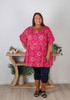 Plus Size Casual Tribal Pink Tunic
