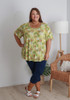 Plus Size Stretch Curvaceous Green Floral Top