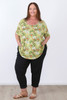 plus size Scoop Neck Top In Green Floral