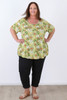 plus size Scoop Neck Top In Green Floral