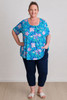 Plus Size Stretch Round Neck Top In Pops Of Pink
