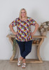 Plus Size Curvaceous Purple Floral  Short Sleeve Top