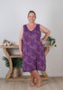 Plus Size Sleeveless Stretch Nightie In Purple Animal Print 