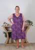 Plus Size Sleeveless Stretch Nightie In Purple Animal Print 