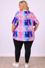 Plus Size Pinched V Neck Top In Geometric Wash
