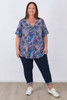 Plus Size Pinched V Neck Top In Animal Print