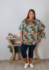 Plus Size V Neck Top In Flamingo Print