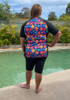 Plus Size Short Sleeve Swim Rashie in Fun Flowers