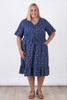 Plus Size Short Sleeve Cotton Dress In Blue Floral