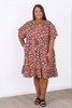 Plus Size Short Sleeve Cotton Dress In Peach Floral