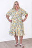 Plus Size Short Sleeve Cotton Dress In Yellow Floral