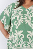 Green Floral V Neck Tunic