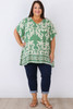 Green Floral V Neck Tunic