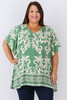 Green Floral V Neck Tunic