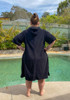 Plus Size Black Terry Toweling Swim Coverup