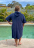 Plus Size Dark Blue Terry Toweling Swim Coverup