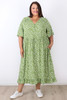 Meadow Green Flutter Sleeve Midi Dress