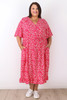 plus size magenta floral flutter sleeve dress 