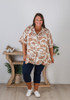 Plus Size Tab Sleeve Latte Shirt In Modern Islander Print