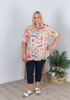Plus Size Lightweight Orange Monkey Print Shirt