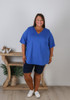 Plus Size V Neck Cotton Tee In Royal Blue
