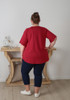Plus Size V Neck Cotton Tee In Red
