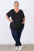 Plus Size Pinched V Neck Top In Black 