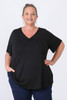 Plus Size Pinched V Neck Top In Black 