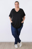 Plus Size Pinched V Neck Top In Black 