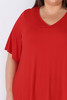 Plus Size Pinched V Neck Top In Red 